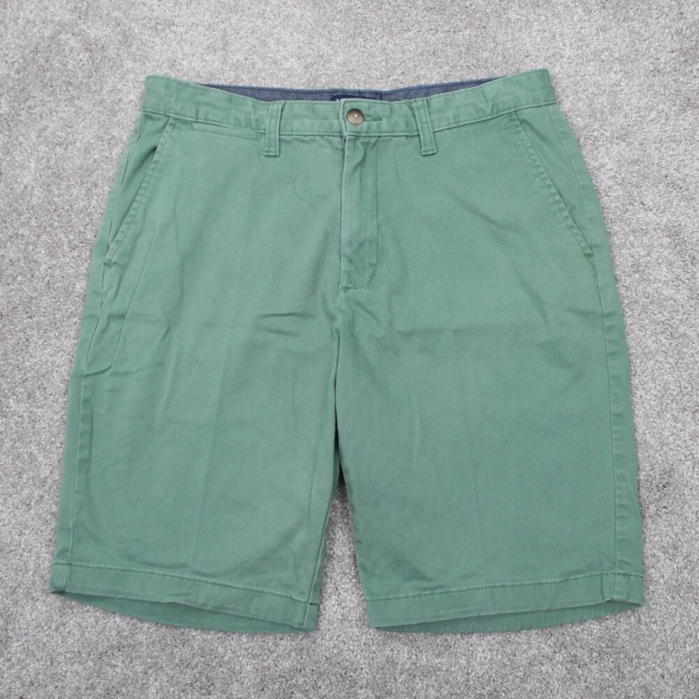 Nautica NauticaFlex Shorts Mens 32 Green Classic Fit Flat‎ Front w/ 10" inseam
